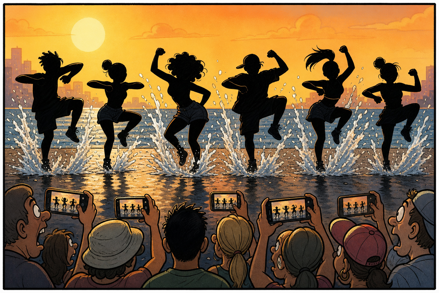 WET challenge dance silhouettes.