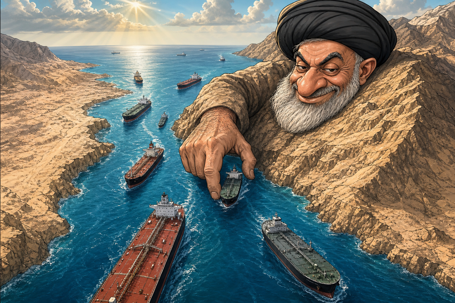 Strait of Hormuz and oil tankers.