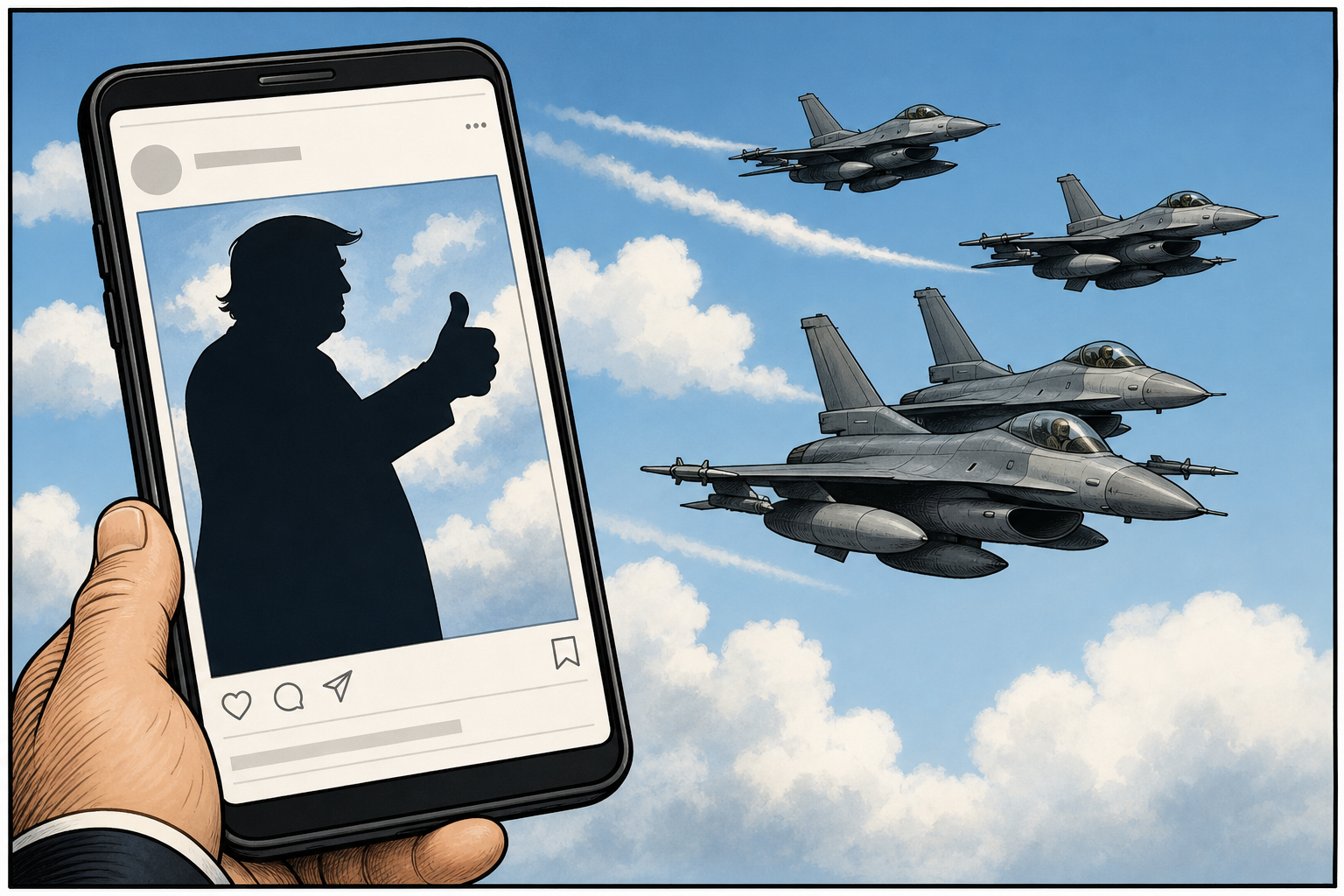 Truth Social warning and U.S. jets.