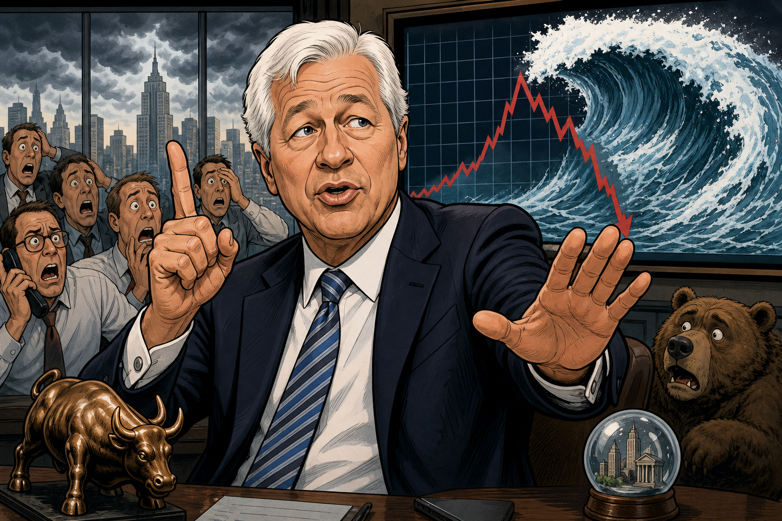 Jamie Dimon gesturing warning.