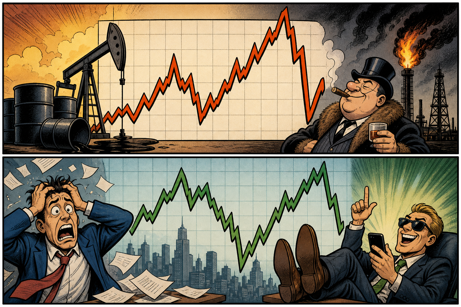 Dual oil and stock graphs.