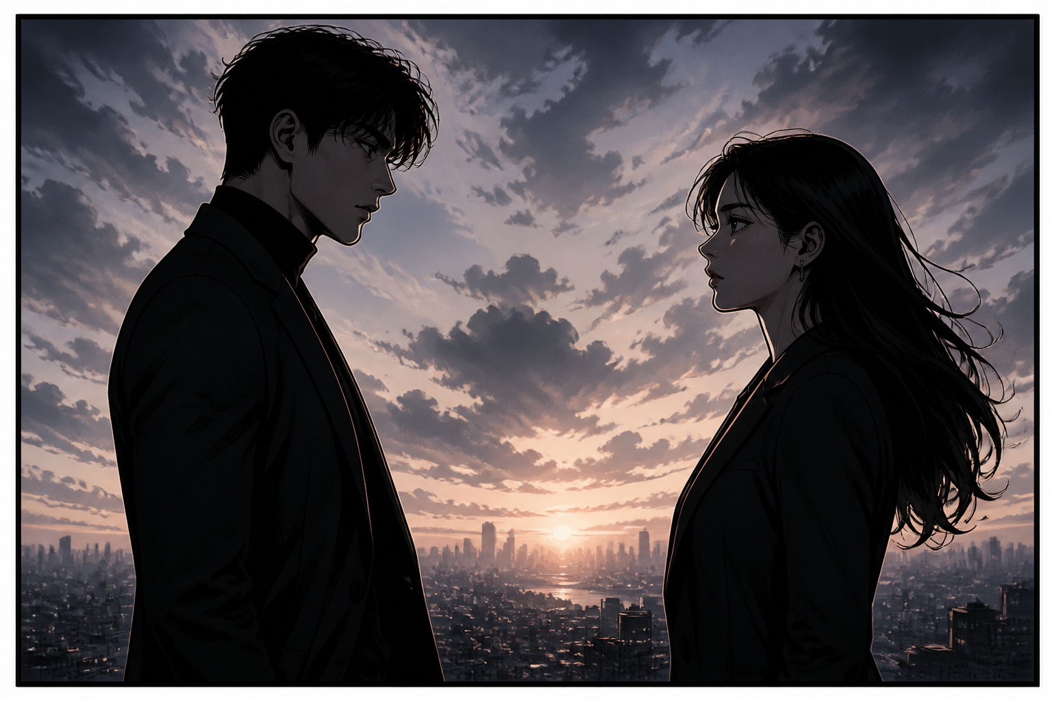 Lee Dong-wook and Kim Hye-jun silhouettes.