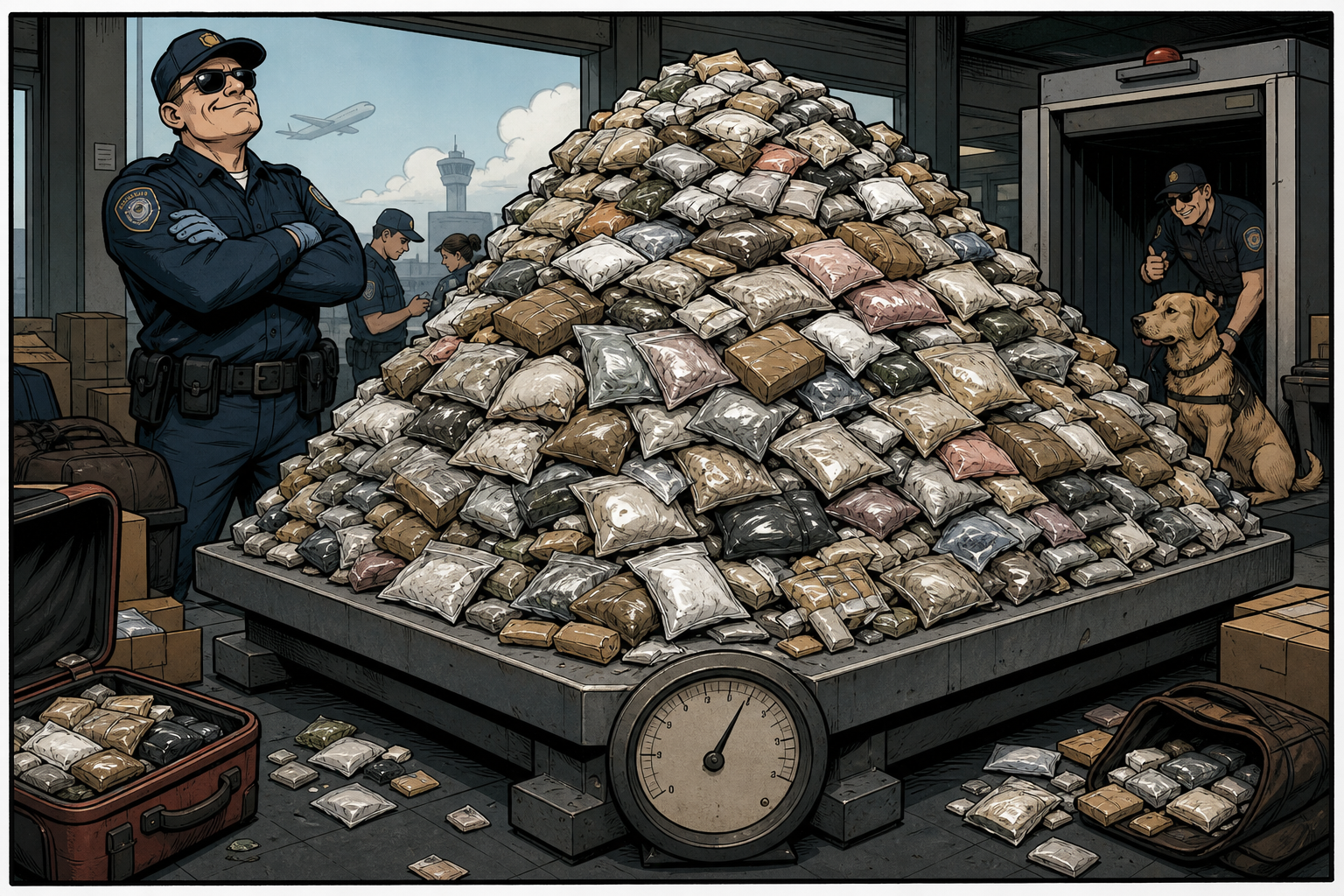 One-ton pile of drug parcels.