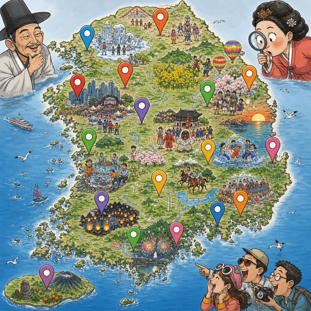 Map of 15 nationwide festivals.