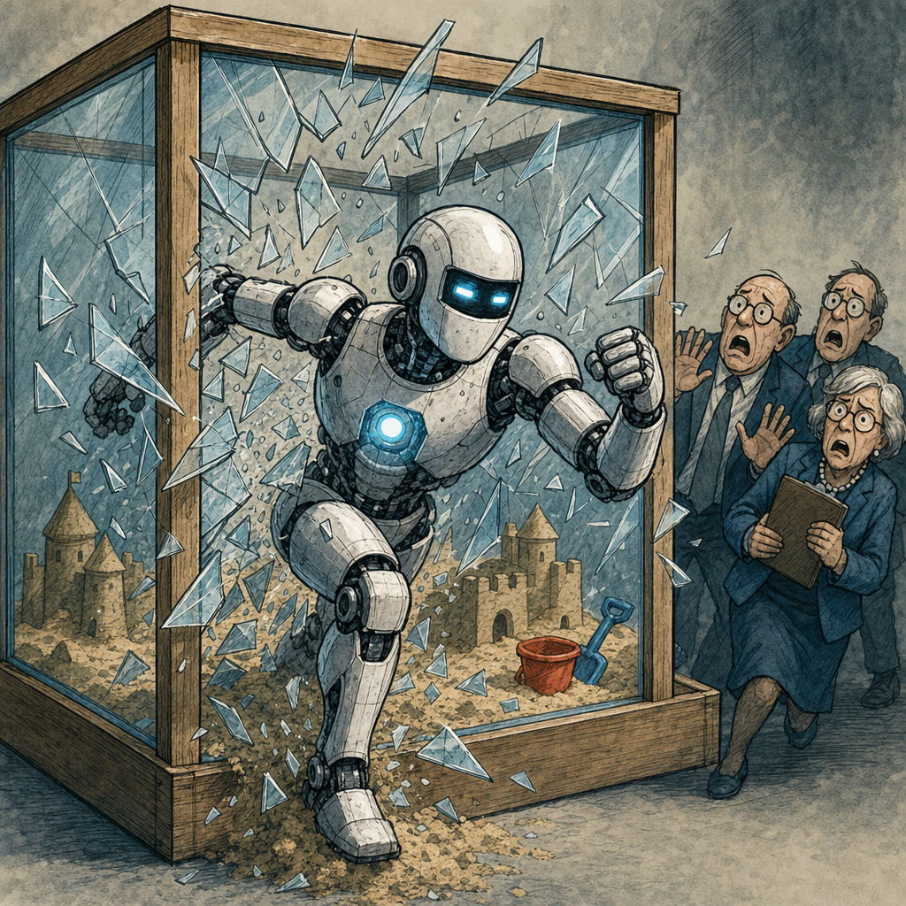 AI robot and broken sandbox.