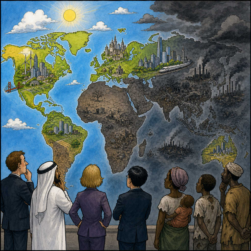 Uneven world growth map.
