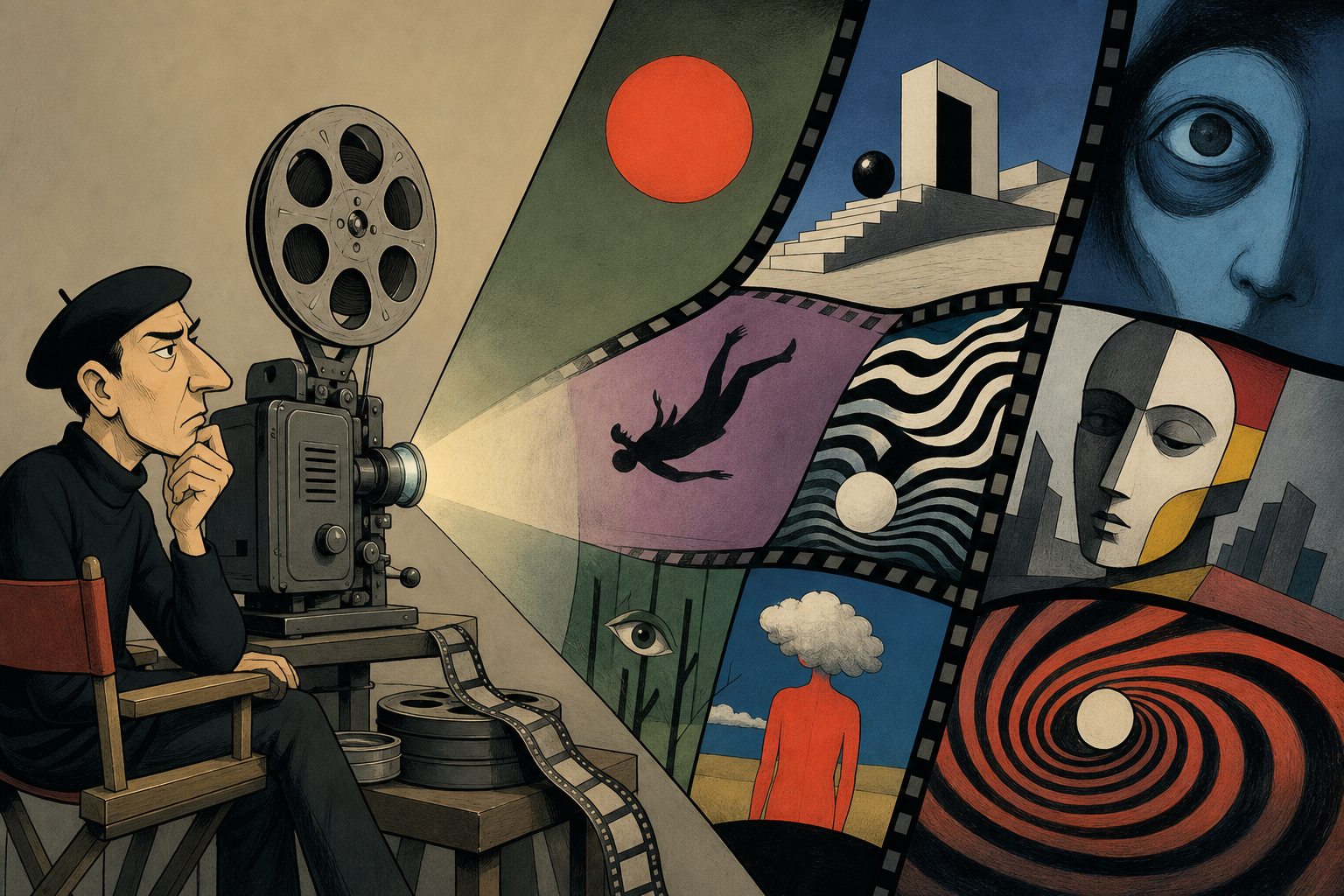 Film reel and experimental frames.