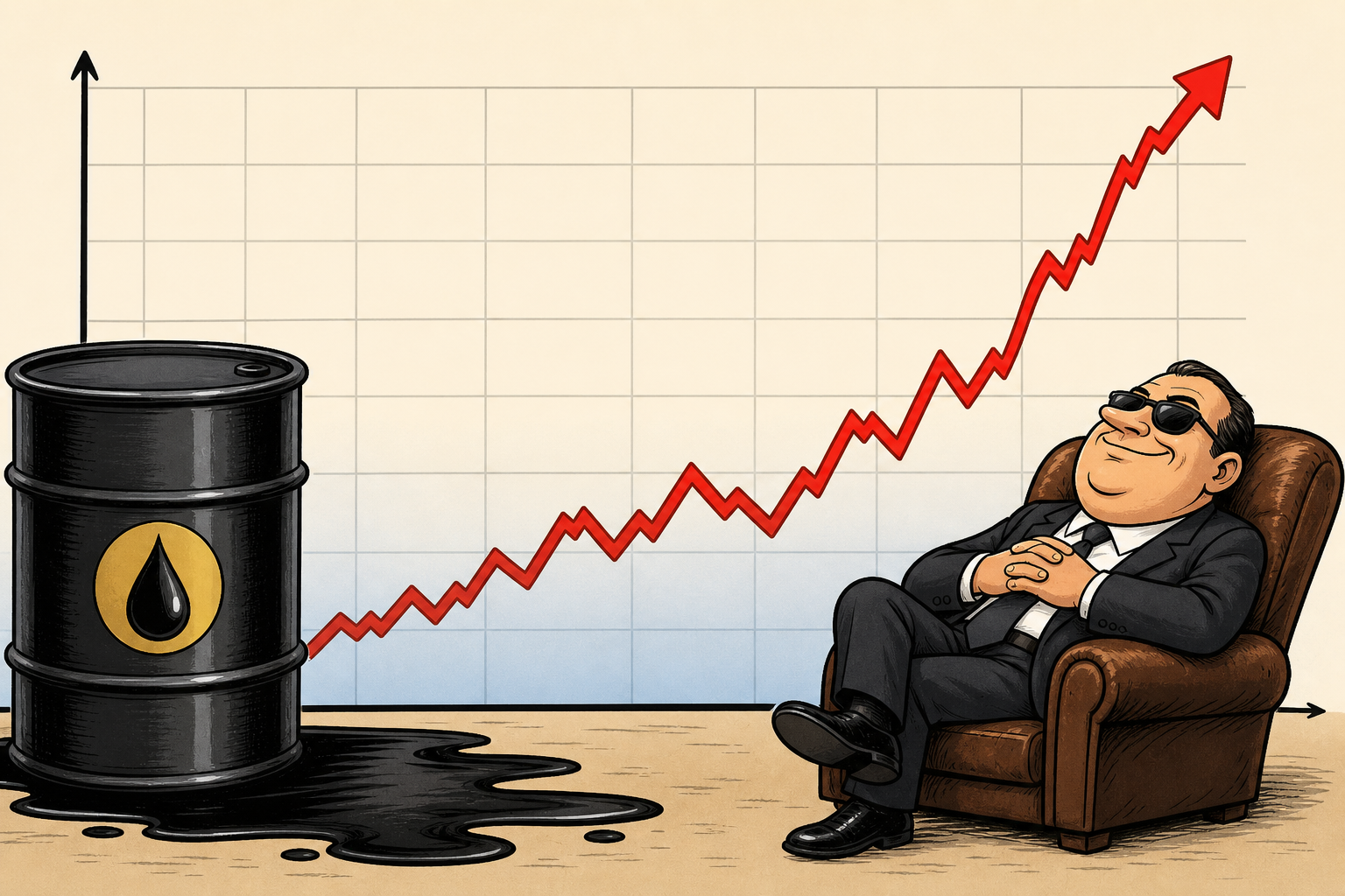 Oil $90 graph rising.