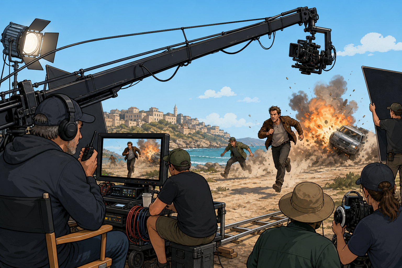 Film set crane shot.