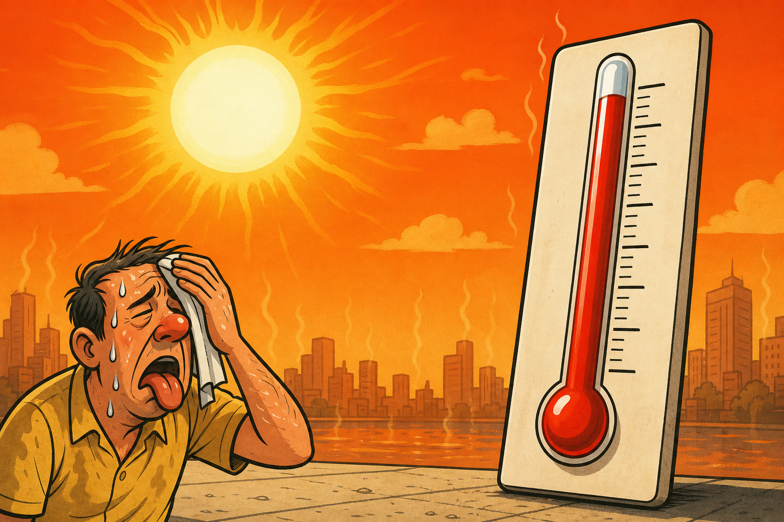 Hot sun and thermometer.
