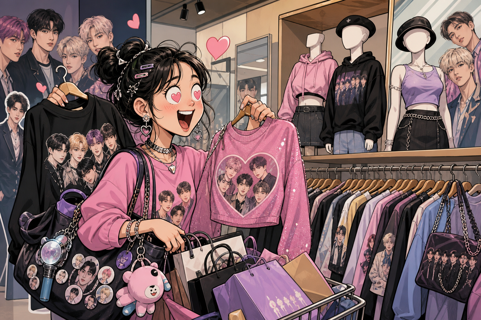 K-pop fan and fashion shopping.