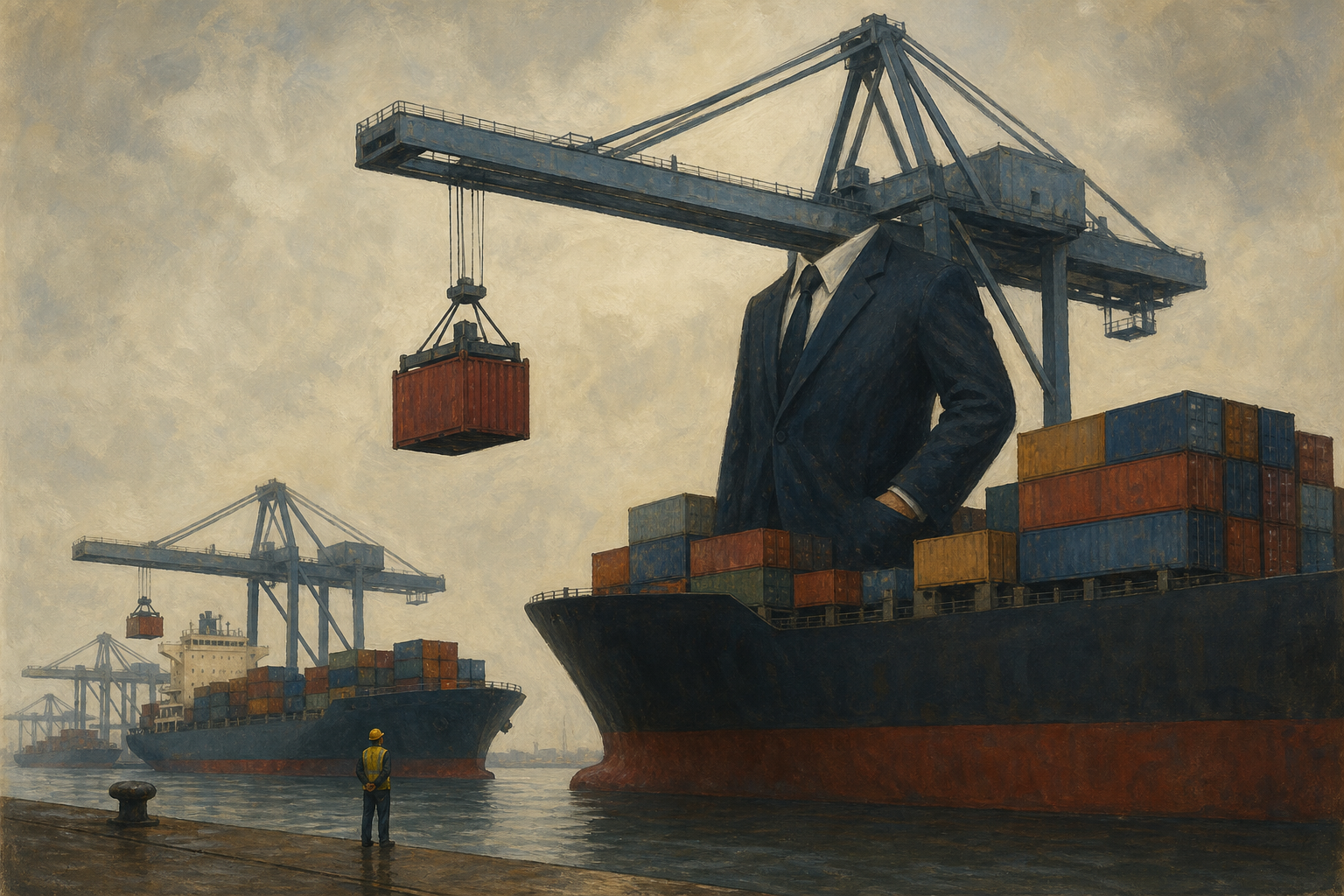 Container port and July 24 calendar.