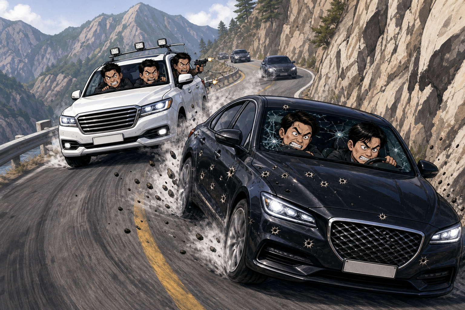 Car chase scene.
