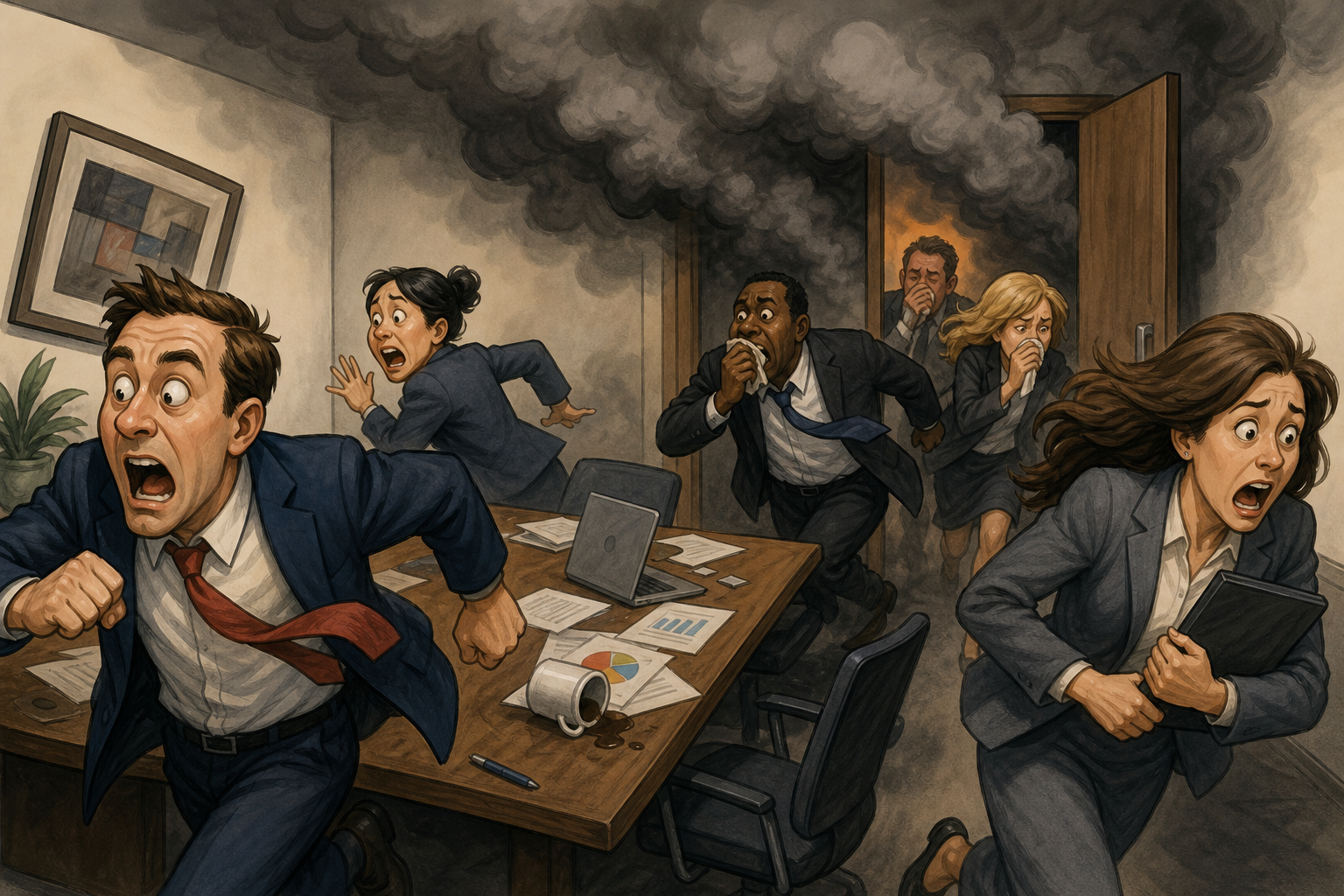 Smoke during meeting with people.