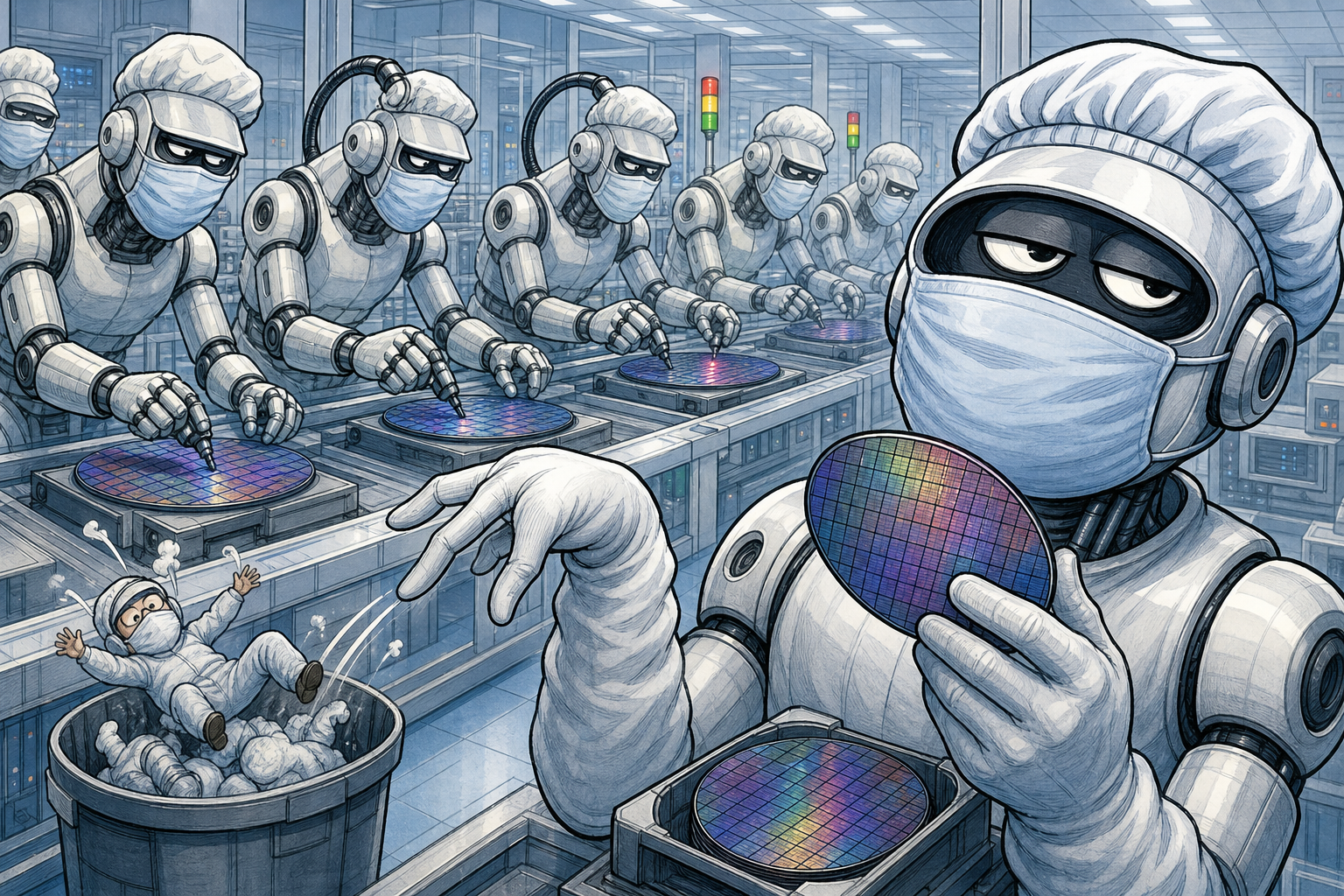 TSMC fab and robots.