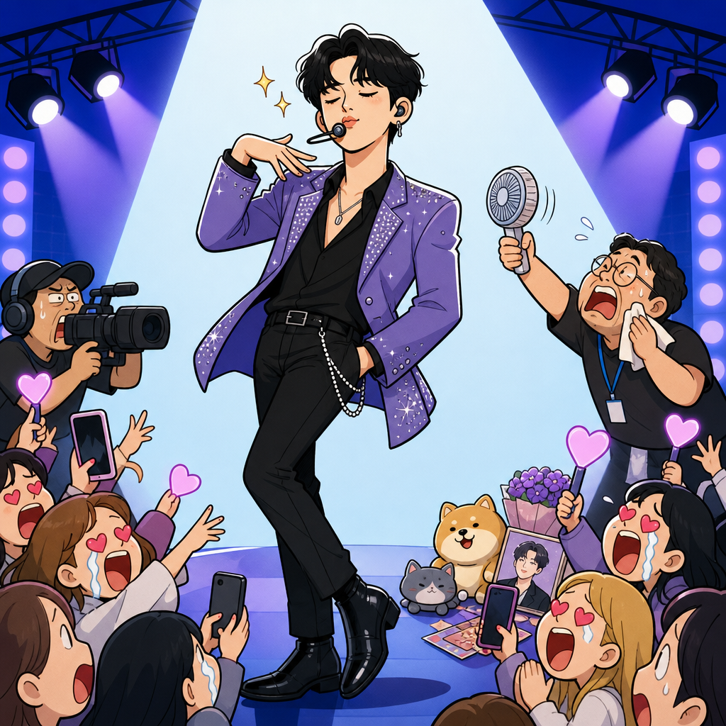 Solo singer on stage.