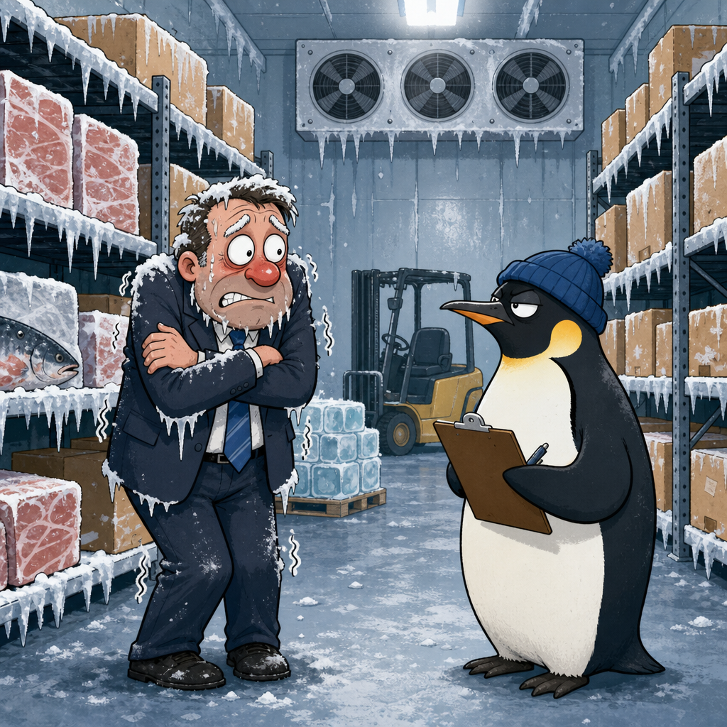 Sixth-floor freezer warehouse.