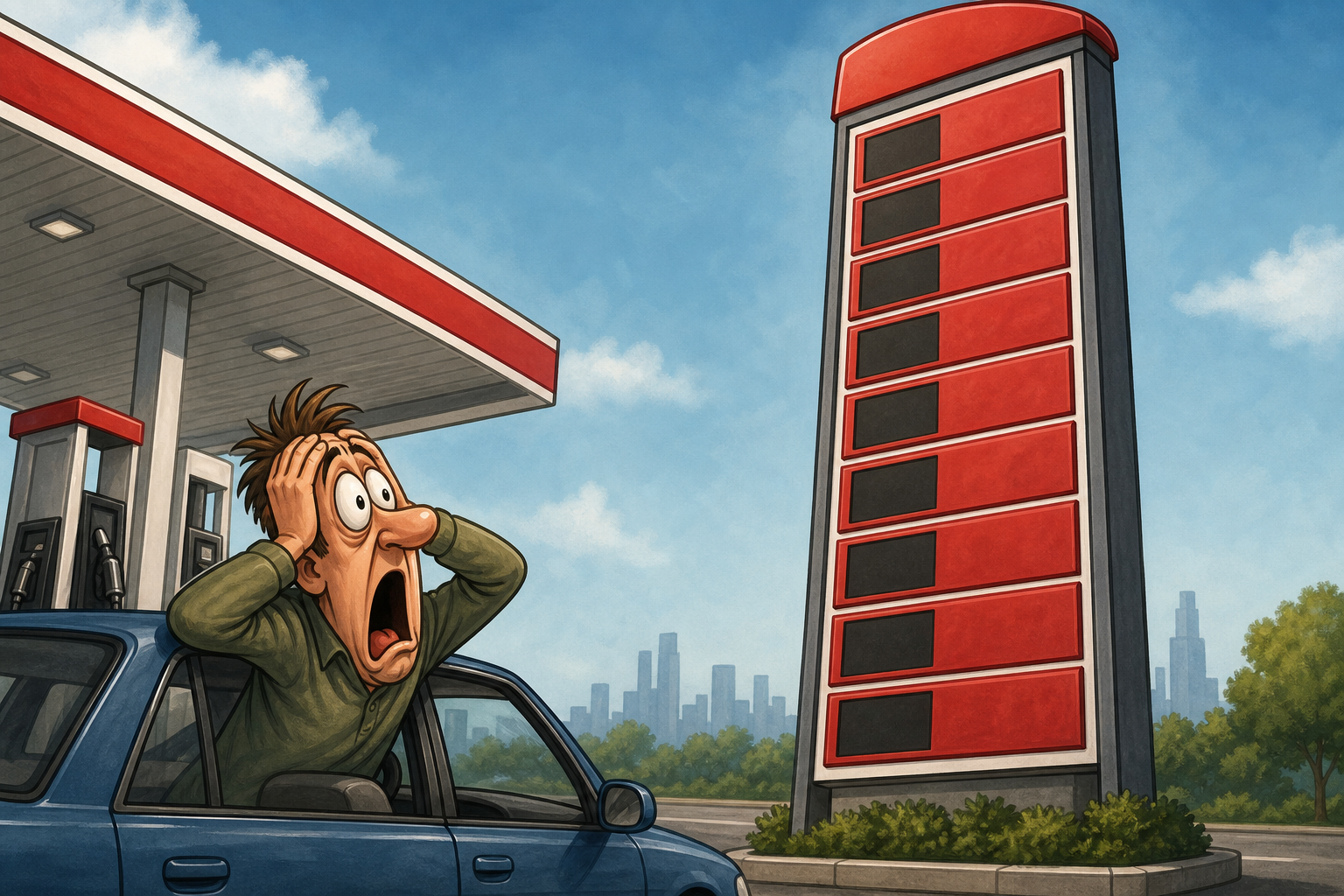 $100 oil price sign.