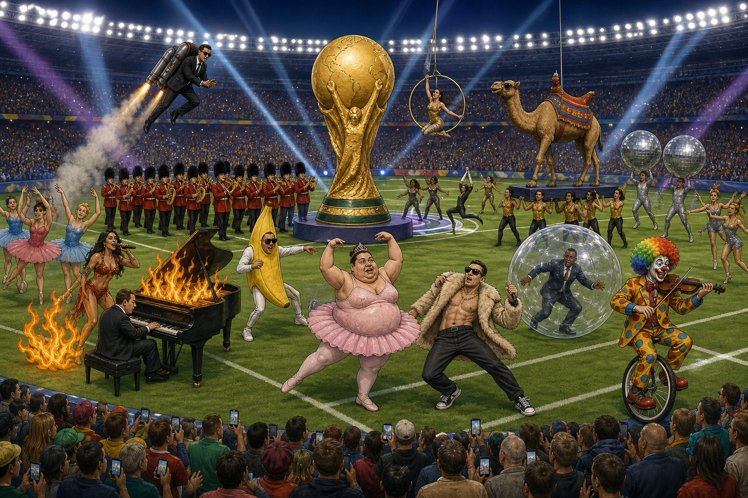 World Cup stadium halftime.